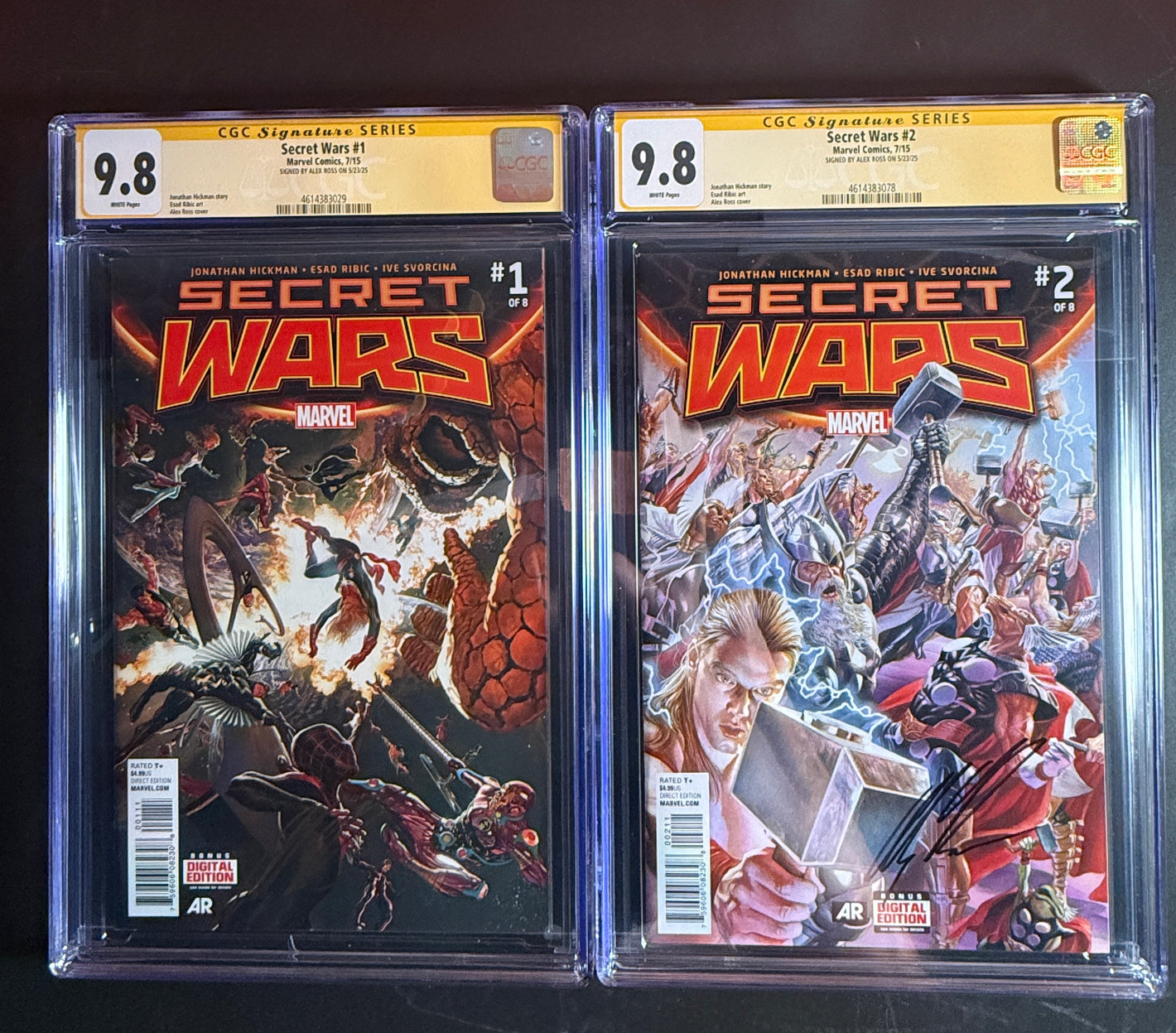 Secret Wars #1 & #2 CGC 9.8 Signature Series SIGNED ALEX ROSS Marvel Comics