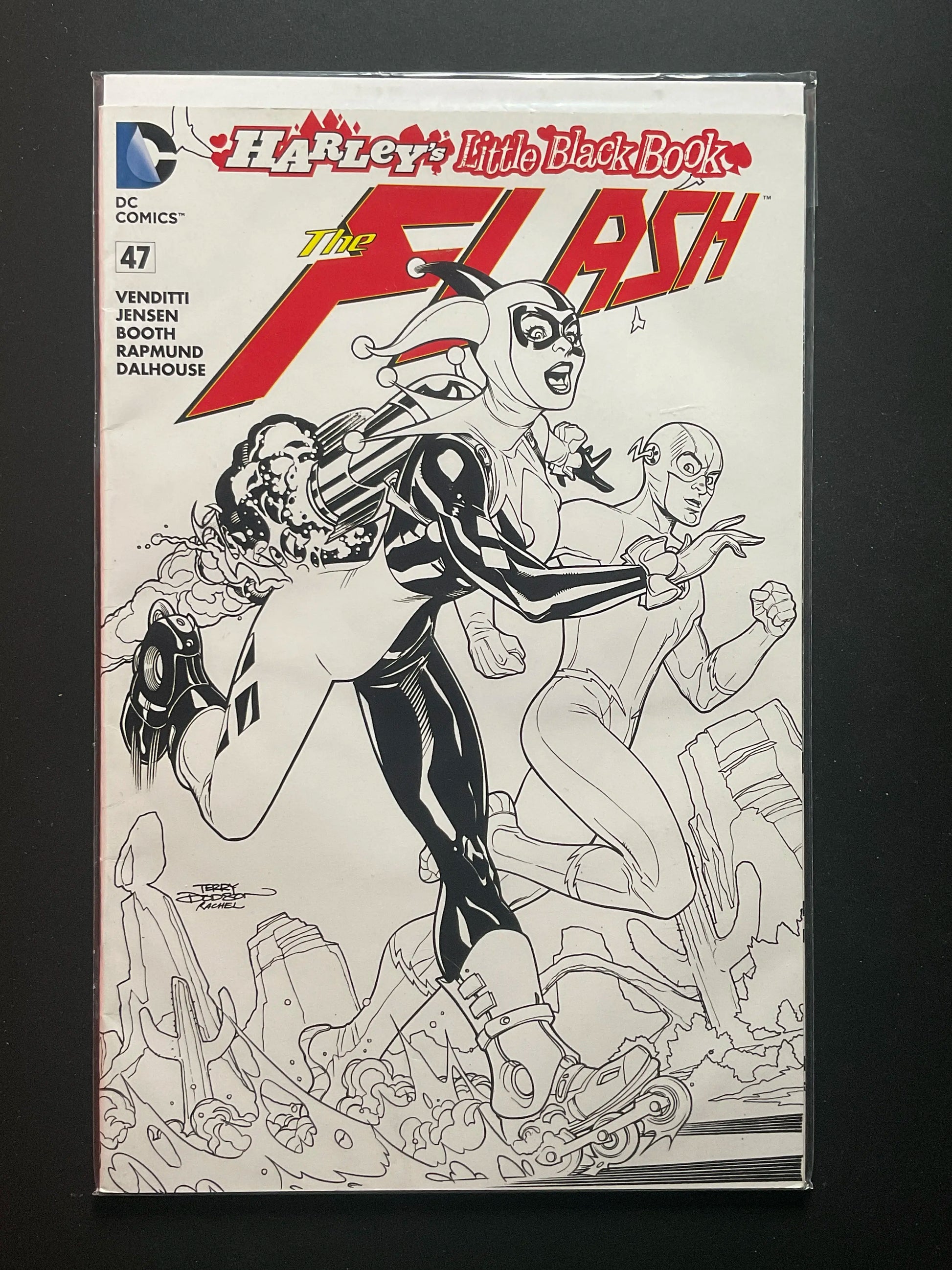 The Flash 47 Harleys Little Black Book Variant DC Comics Dodson Black and White