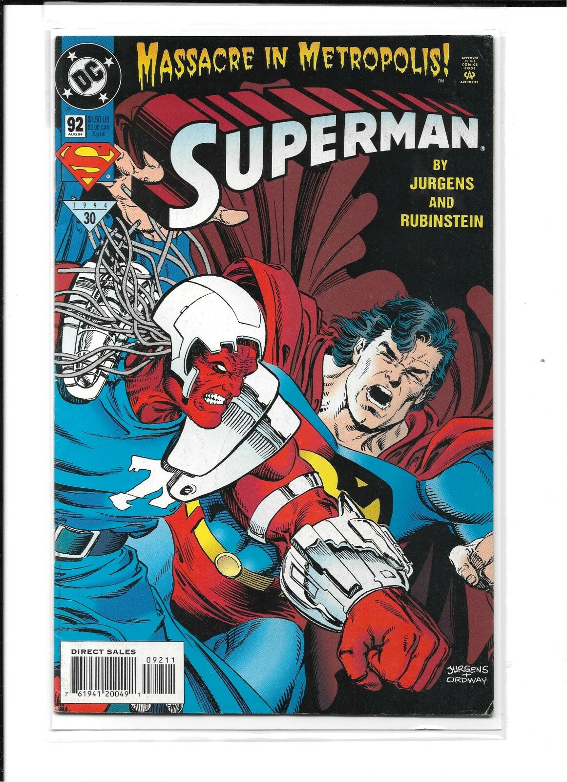 Superman #92 1994 Dan Jurgens DC Massacre in Metropolis