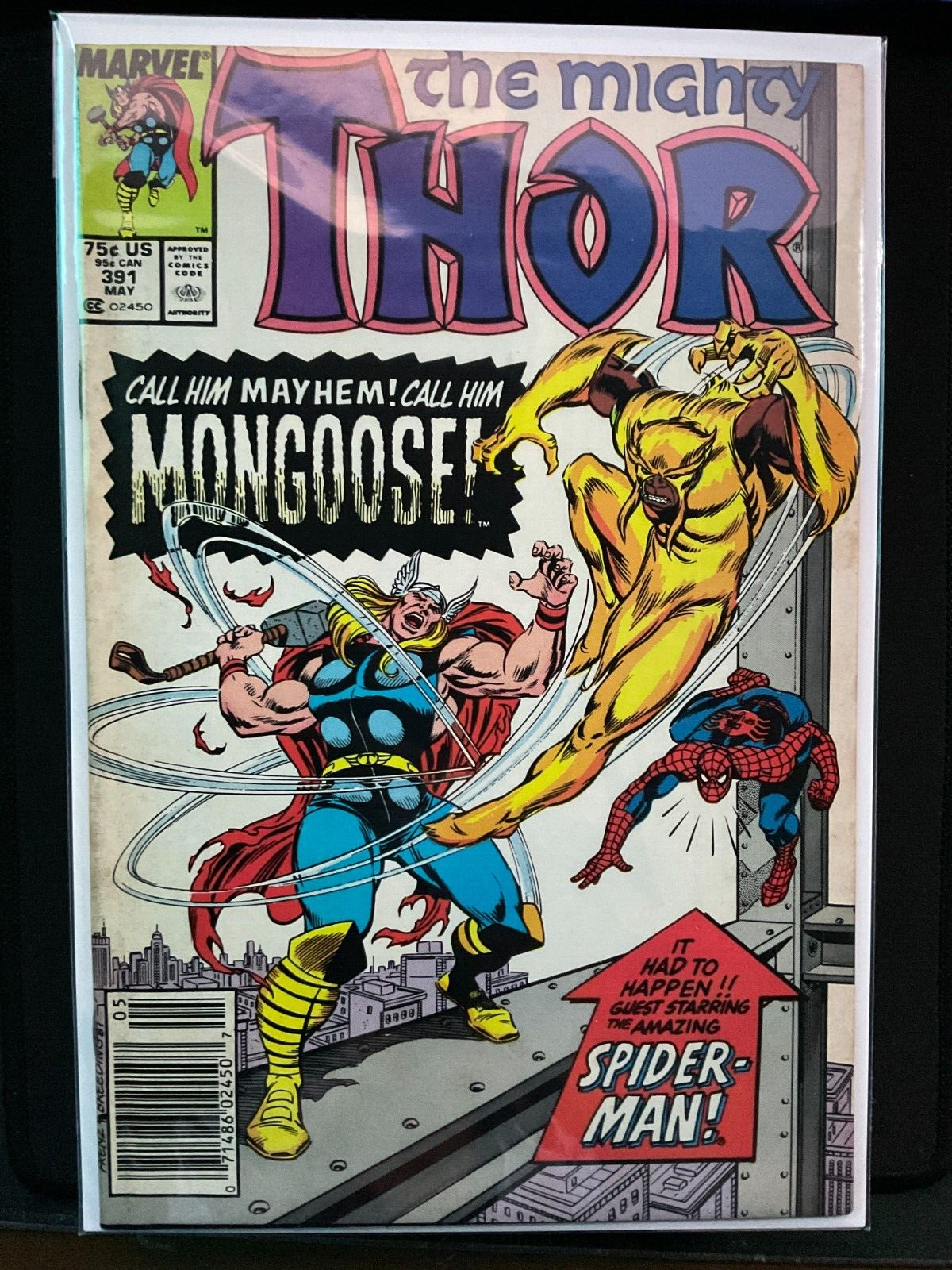 The MIGHTY THOR #391 1988 1st APPEARANCE OF ERIC MASTERSON THUNDERSTRIKE LOW GD