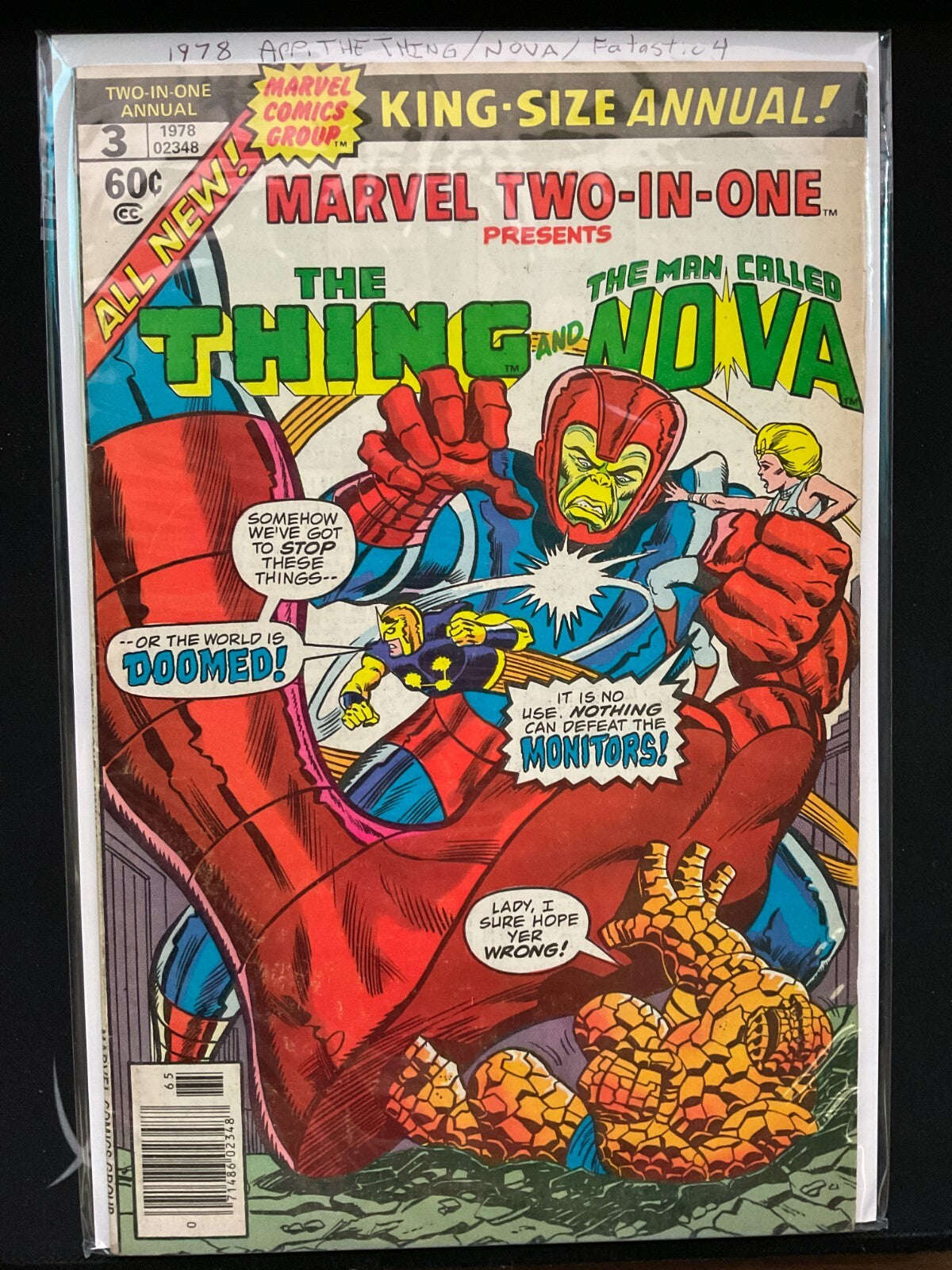 Marvel Two-In-One Annual #3 Thing Nova Monitors! 1978 Comic