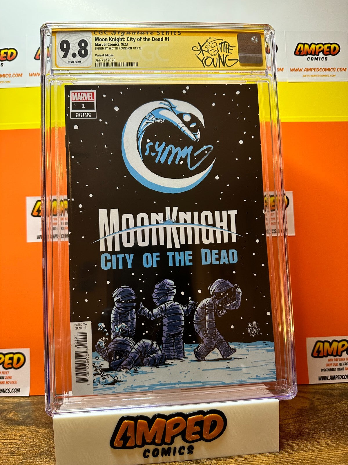 MOON KNIGHT CITY OF THE DEAD #1 CGC 9.8 SIGNED BY SKOTTIE W/CUSTOM SKOTTIE LABEL