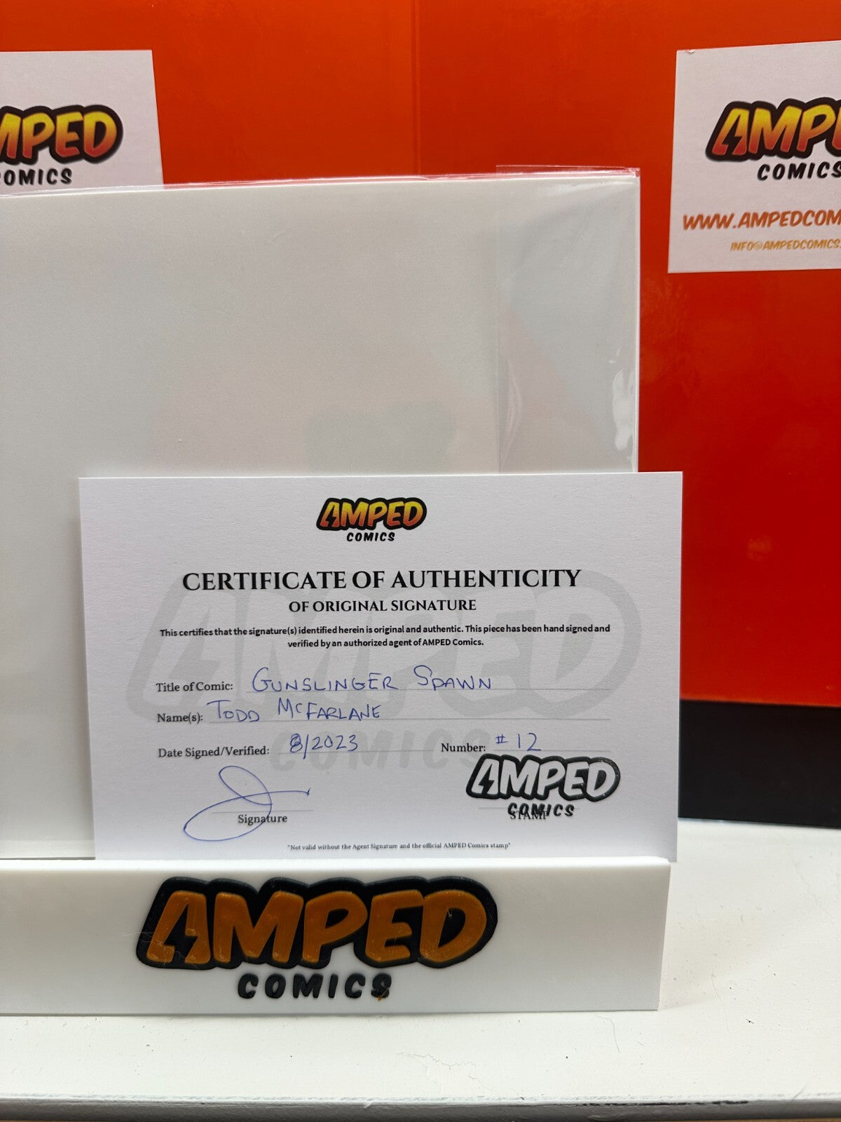 GUNSLINGER SPAWN #12 BOOTH VARIANT SIGNED BY TODD MCFARLANE W/COA