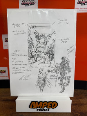 SIGNED ALEX ROSS SKETCH ART FOR ASTRO CITY #31 COVER & ASTRO CITY 31 COMIC W/COA