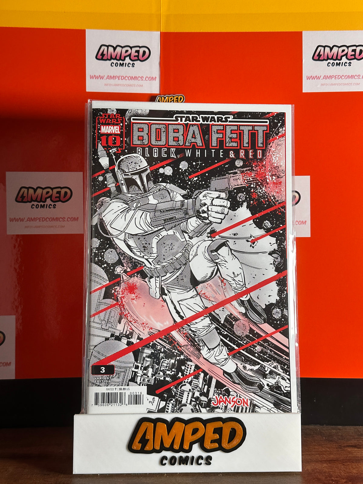 Star Wars Boba Fett Black White & Red #3 1:25 Klaus Janson Variant Marvel