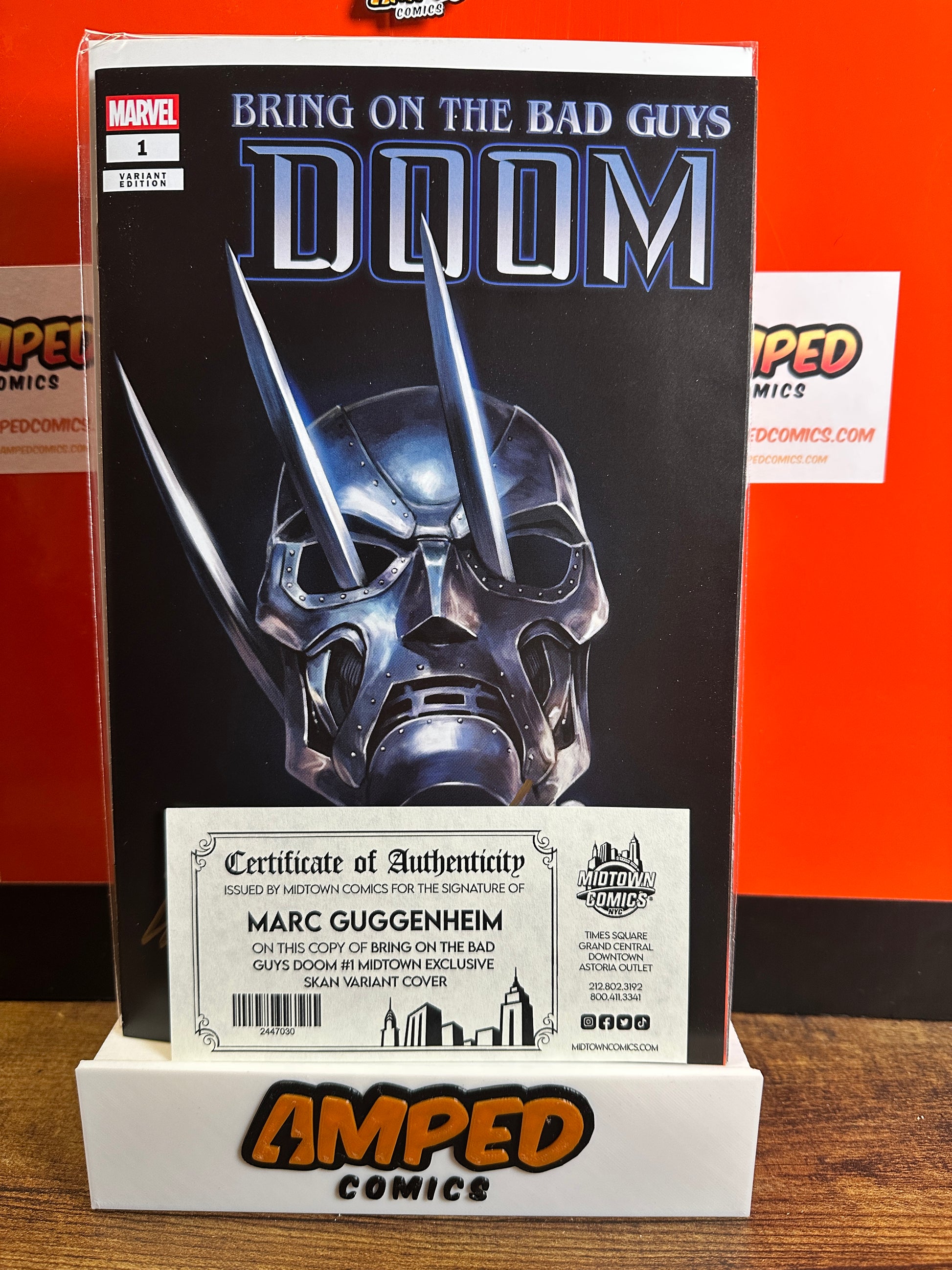 Doom 1 Variant Edition Marvel Bring on the Bad Guys SIGNED BY MARC GUGGENHEIM