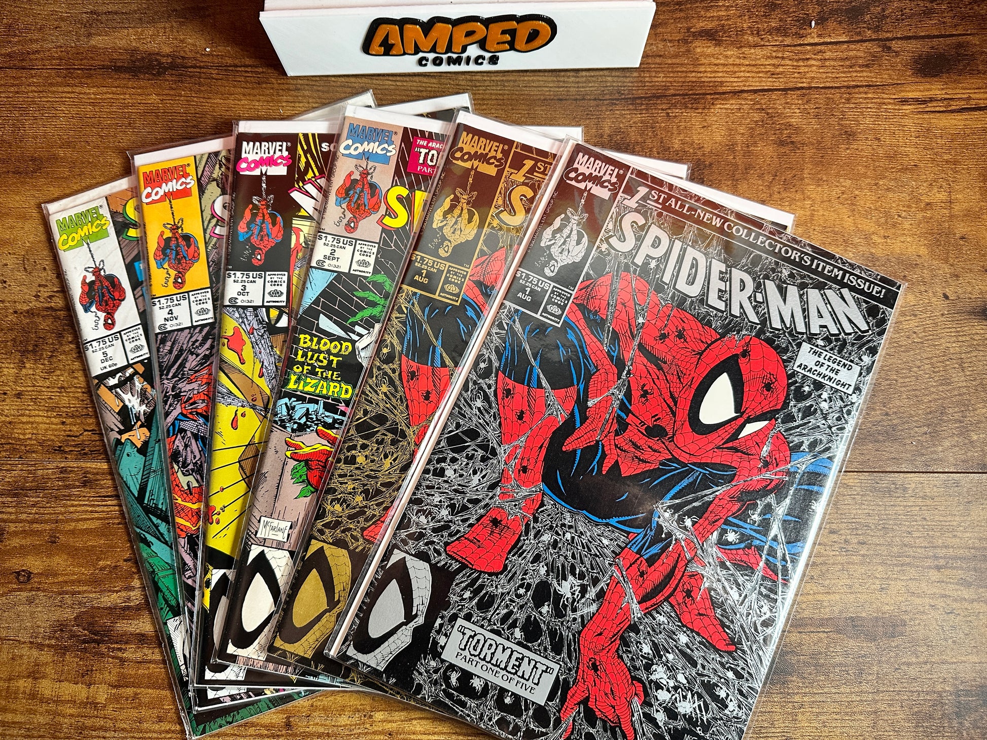 The legendary Todd McFarlane Torment run — Spider-Man #1–5 w/Silver and Gold Var