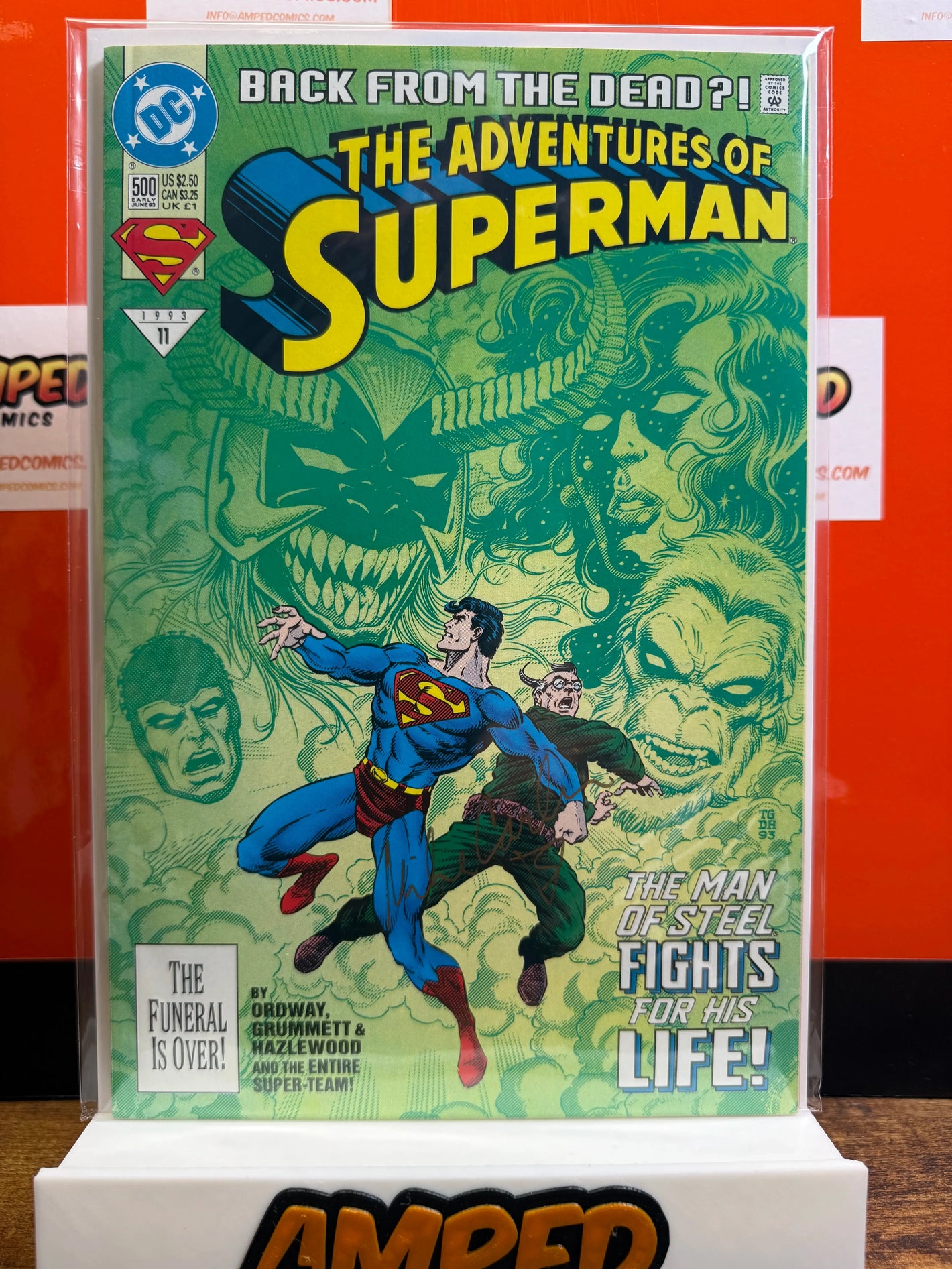 The Adventures of Superman 500 DC Comics 1993 SIGNED Mike Carlin w/ COA