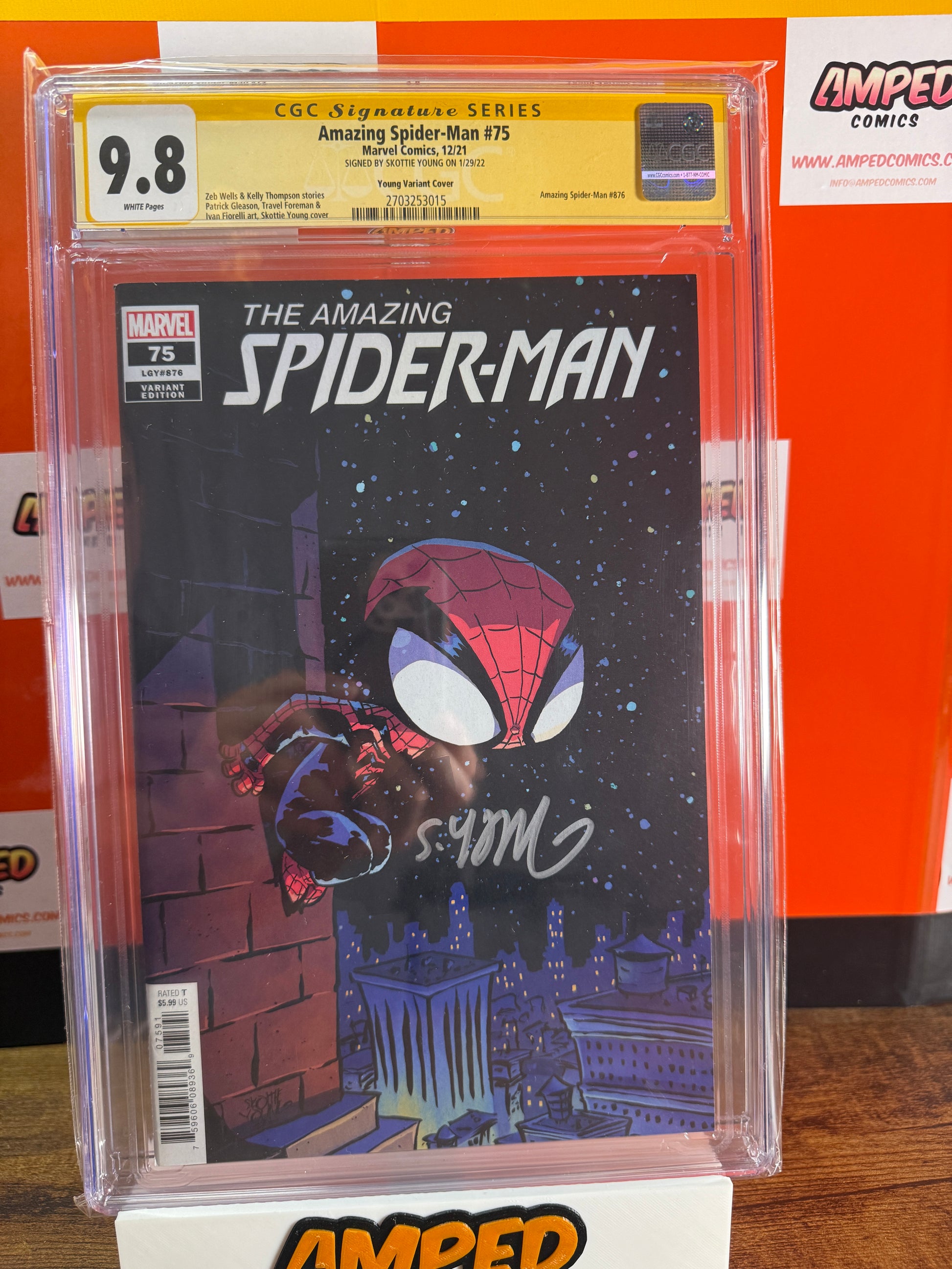 Amazing Spider-Man 75 CGC 9.8 Young Variant Signed Skottie Young