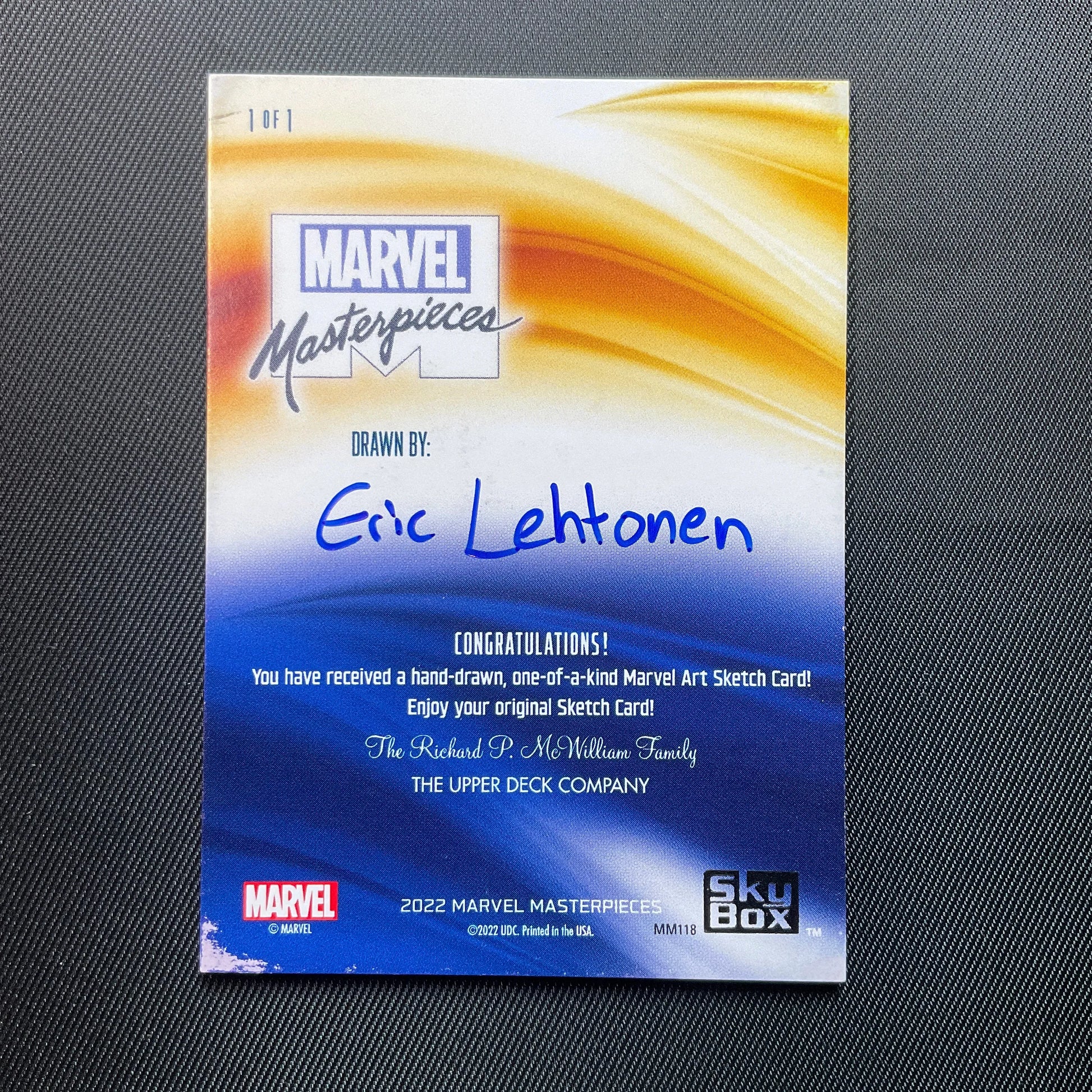 2022 Marvel Masterpieces 1/1 Thor Sketch Card by Eric Lehtonen
