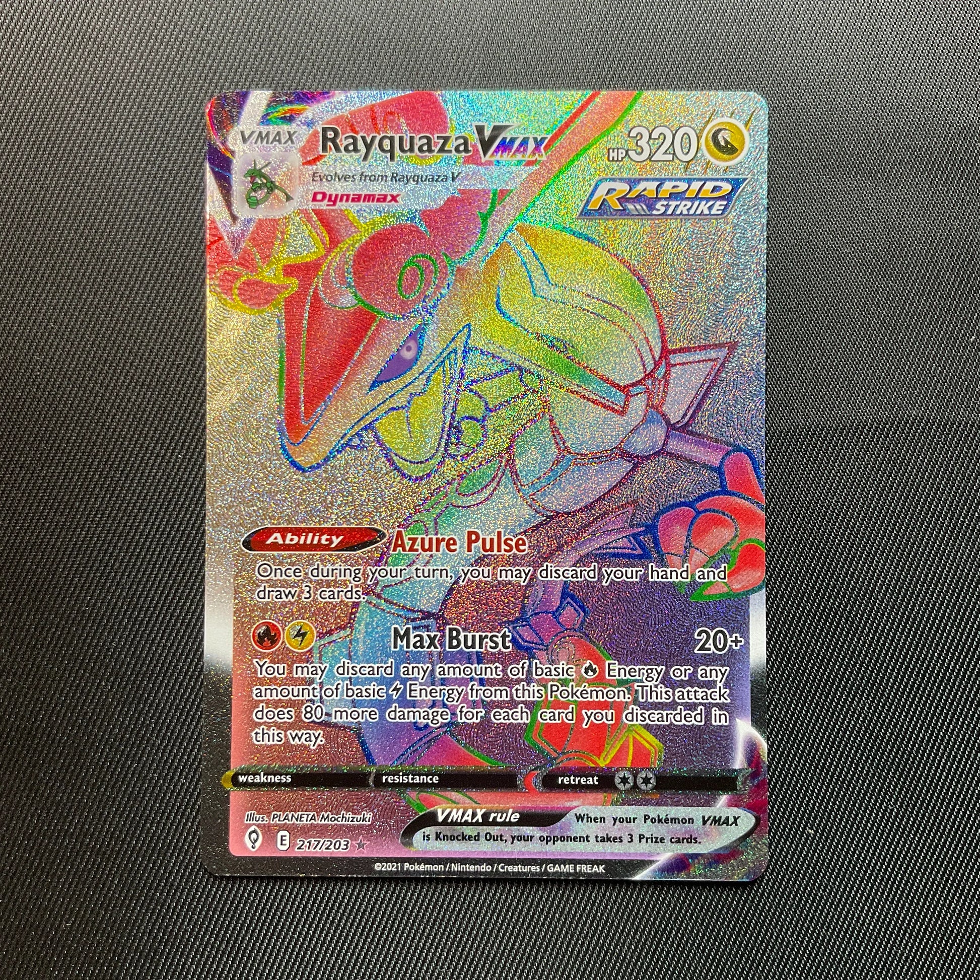 Rayquaza VMAX 217/203 Rapid Strike Secret Rare Pokemon Card