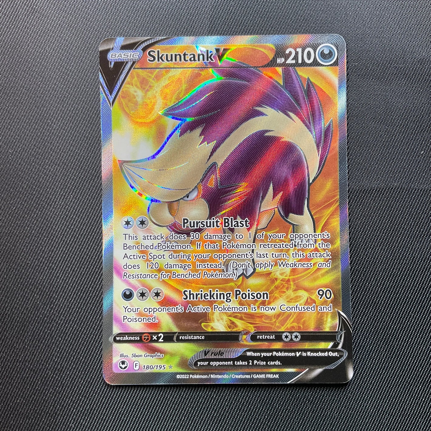 Skuntank V 180/195 Pokemon Card Brilliant Stars Holo Rare