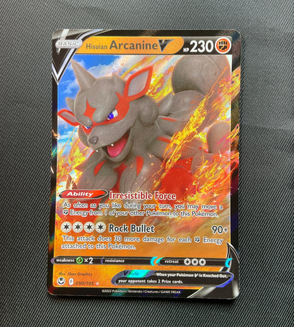 Hisuian Arcanine V 090/195 Pokemon Card Brilliant Stars Hisuian Arcanine V 090/195 Pokemon Card Brilliant Stars