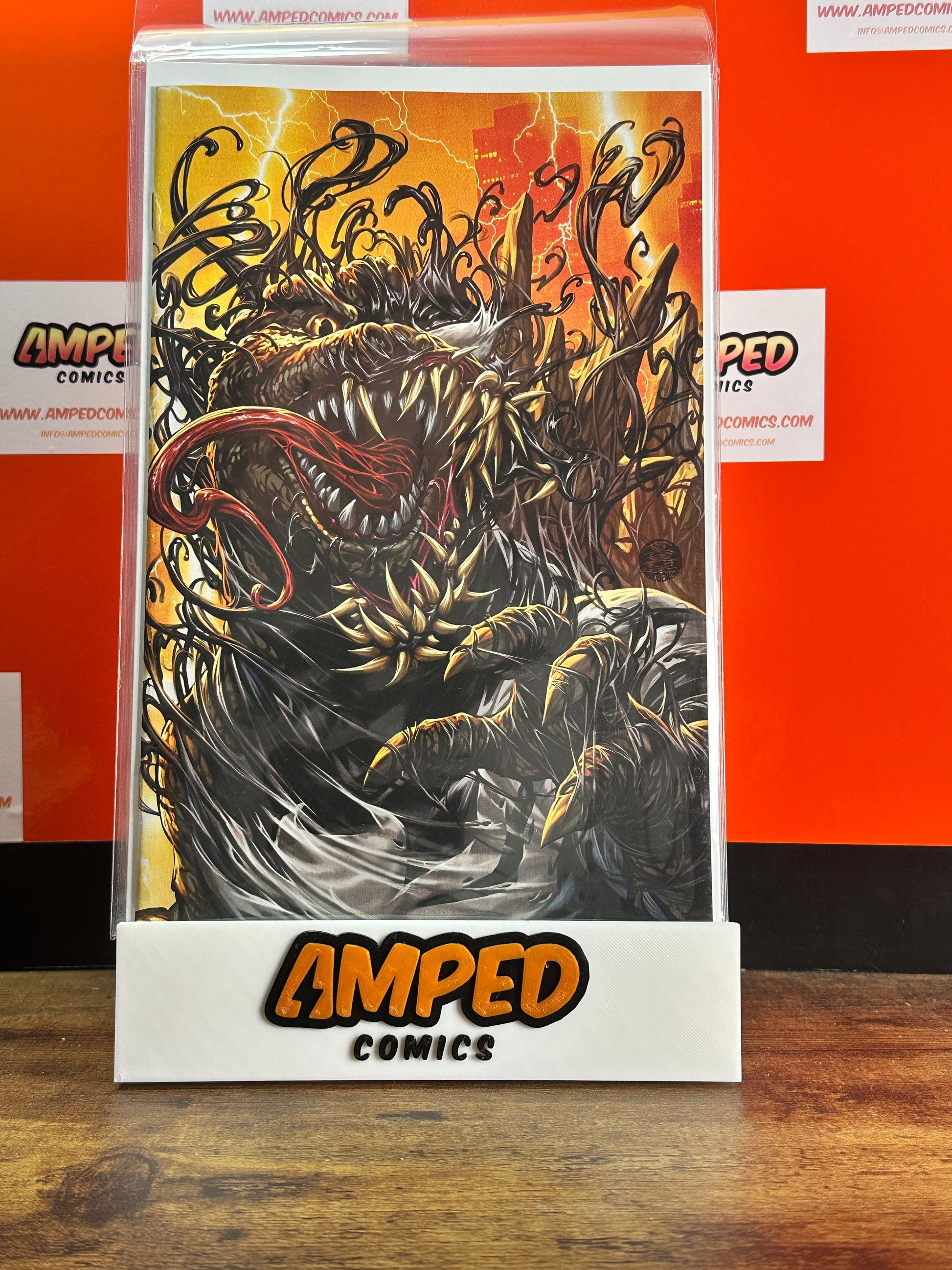 1:100 GODZILLA DESTROYS MARVEL UNIVERSE #2 VIRGIN INCENTIVE - BROOKS - VENOMIZED