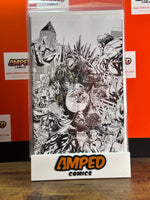 Godzilla Destroys the Marvel Universe #1 B&W 1:25 Retail Incentive Mark Brooks