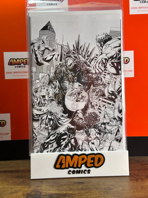 Godzilla Destroys the Marvel Universe #1 B&W 1:25 Retail Incentive Mark Brooks