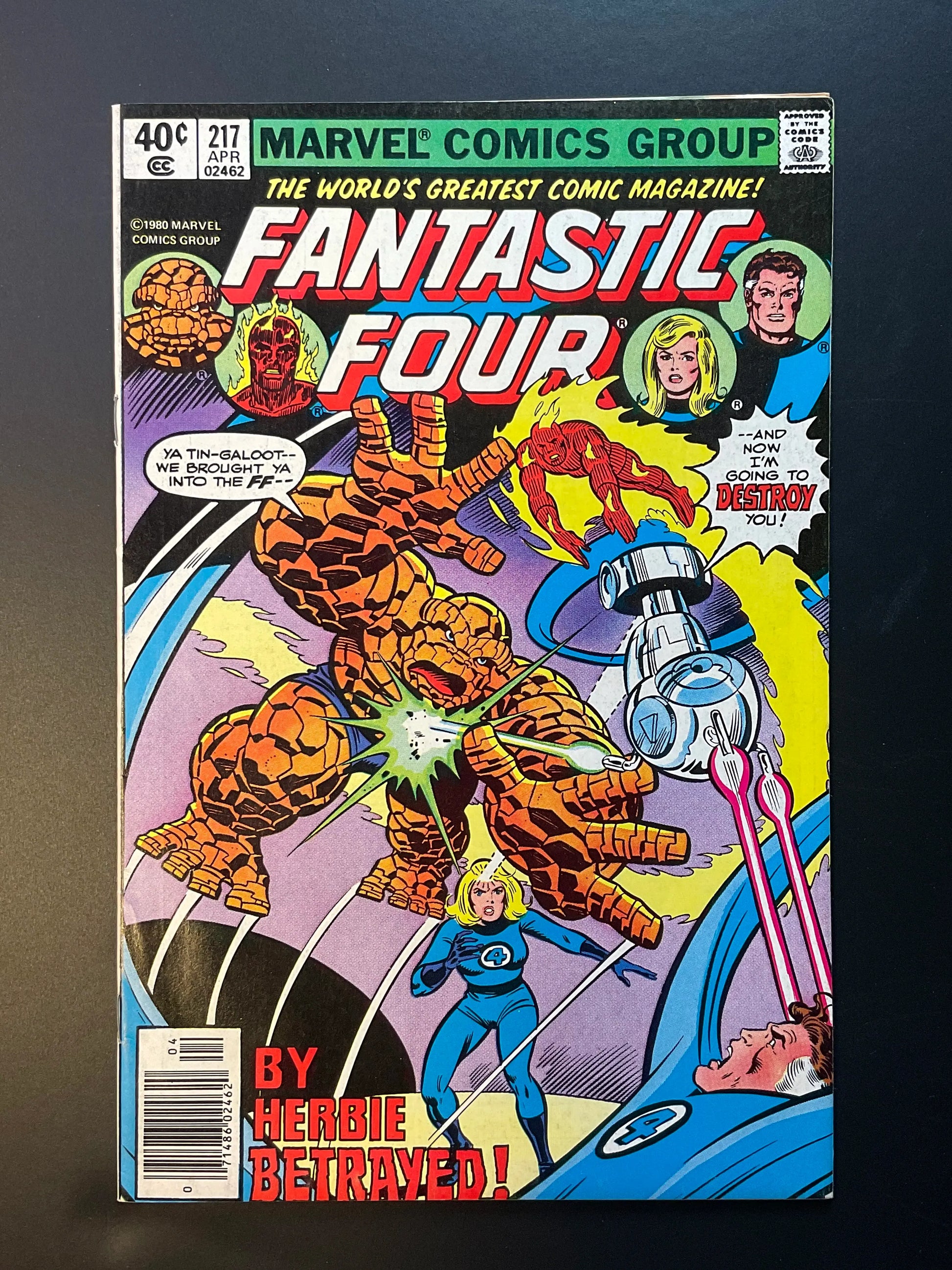 Fantastic Four 217 Marvel Comics Apr 1980 By Herbie Betrayed - B