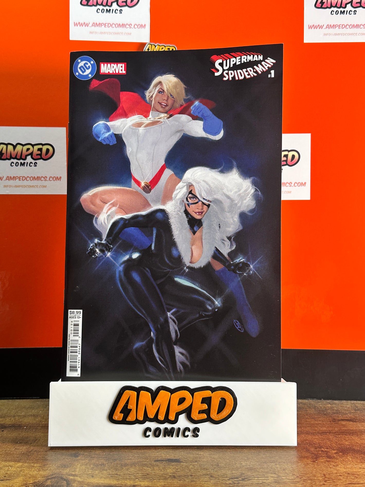 DC MARVEL SUPERMAN SPIDER-MAN #1 DAVID TALASKI POWER GIRL & BLACK CAT VARIANT