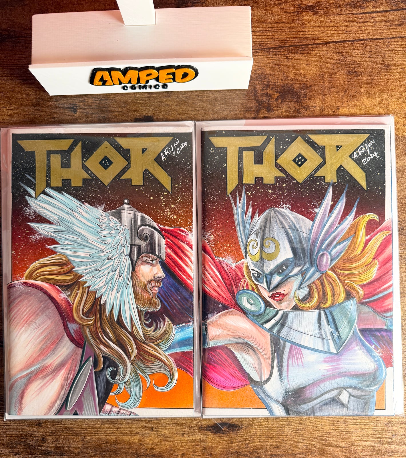Thor Custom Art Connecting Covers - Male Female Thor - Signed Aurelio Rigoni