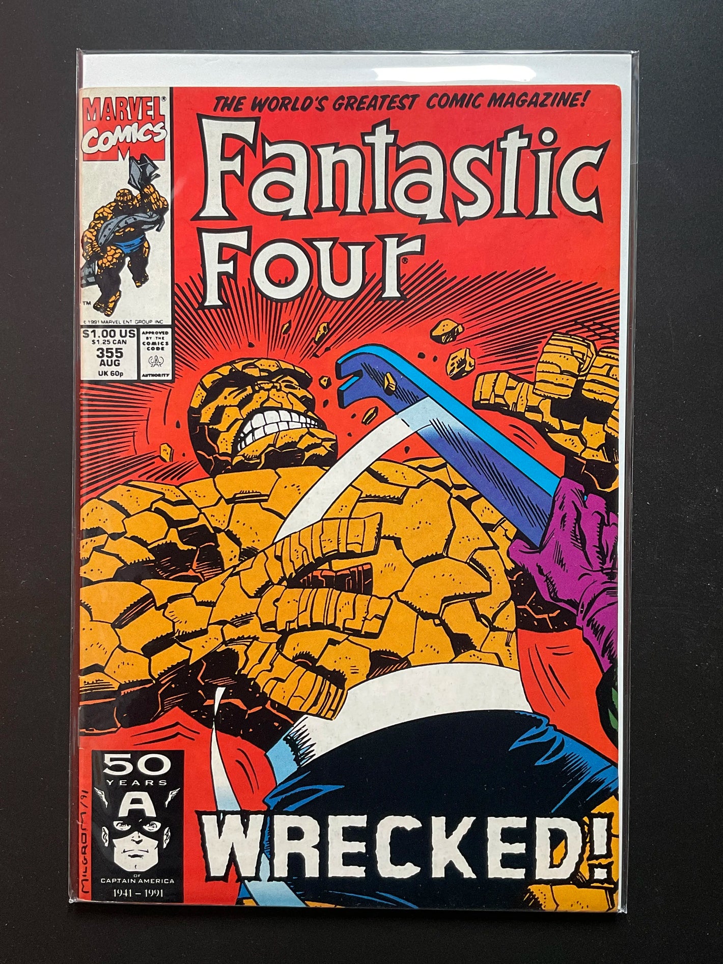 Fantastic Four 355 Marvel Comics Aug 1991 The Thing Cover