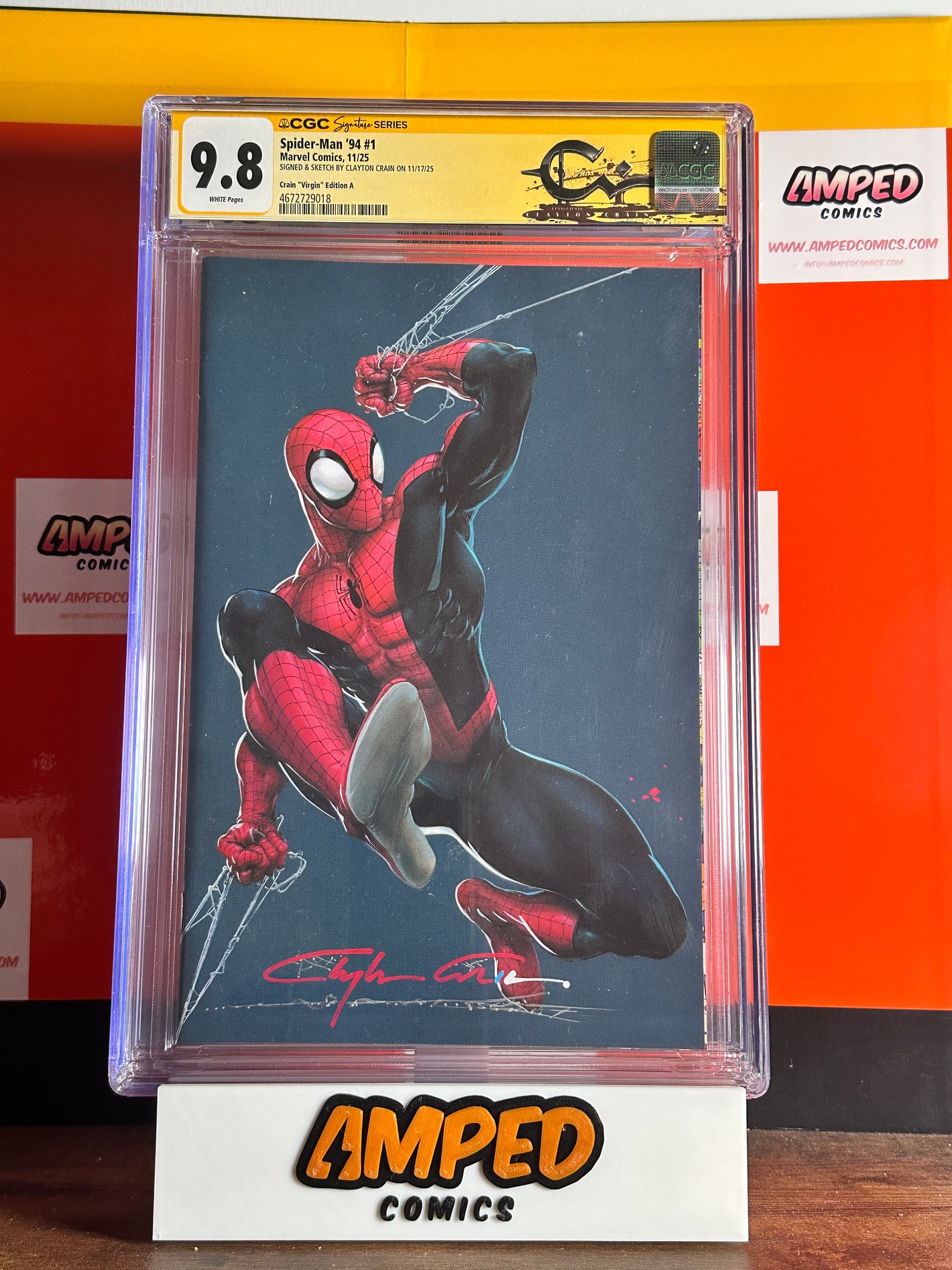 Marvel Spider-Man '94 #1 Virgin Variant Clayton Crain Signed CGC 9.8