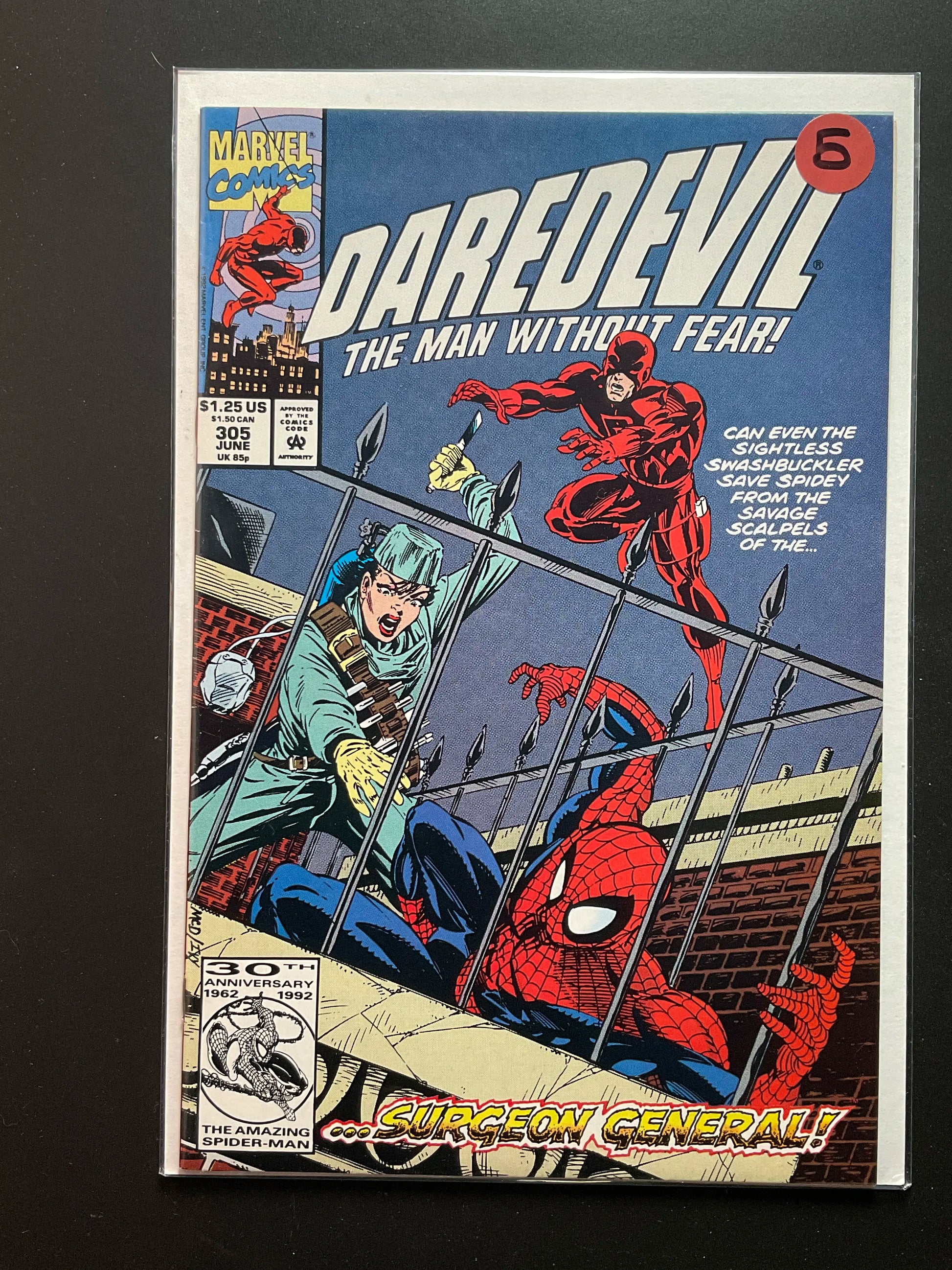 Daredevil 305 Marvel Comics June 1992 Spider-Man Appearance