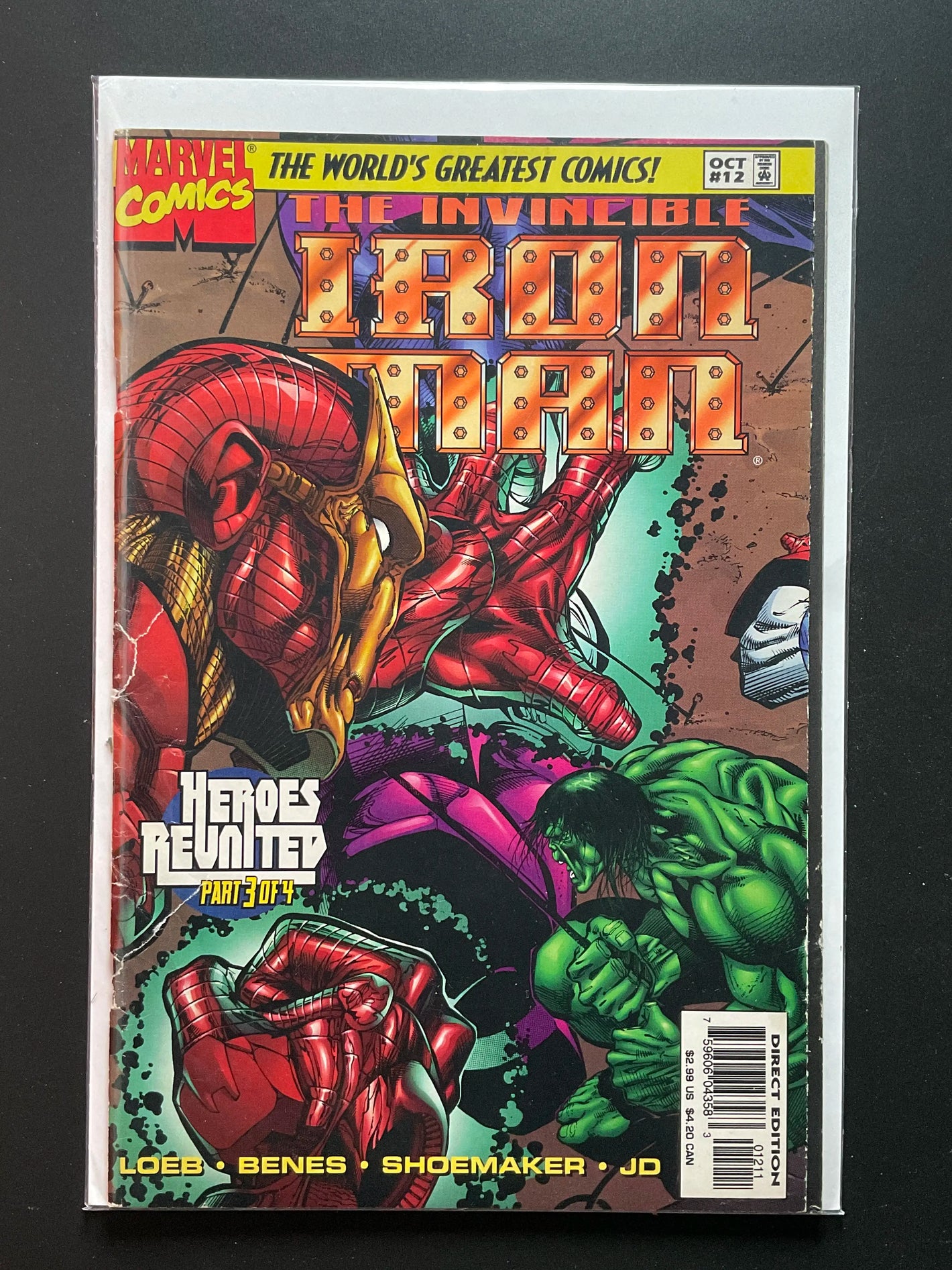 The Invincible Iron Man 12 Marvel Comics Oct 1997 Heroes Reunited Part 3 LOW GD