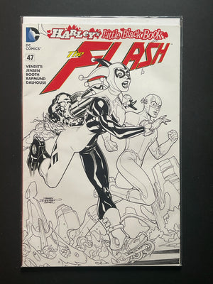 The Flash 47 Harleys Little Black Book Variant DC Comics Dodson Black and White