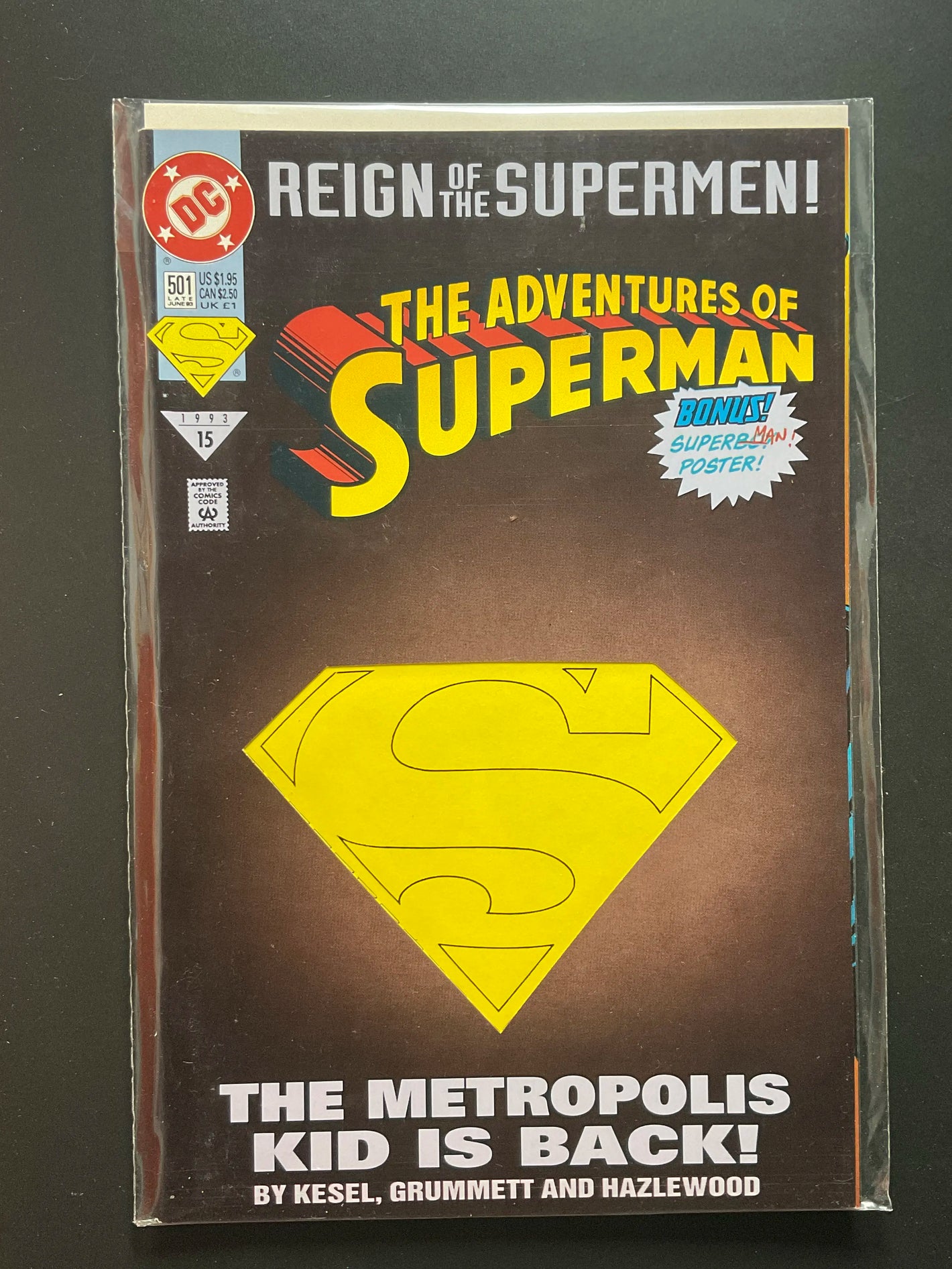 The Adventures of Superman 501 DC Comics 1993 Bonus Poster