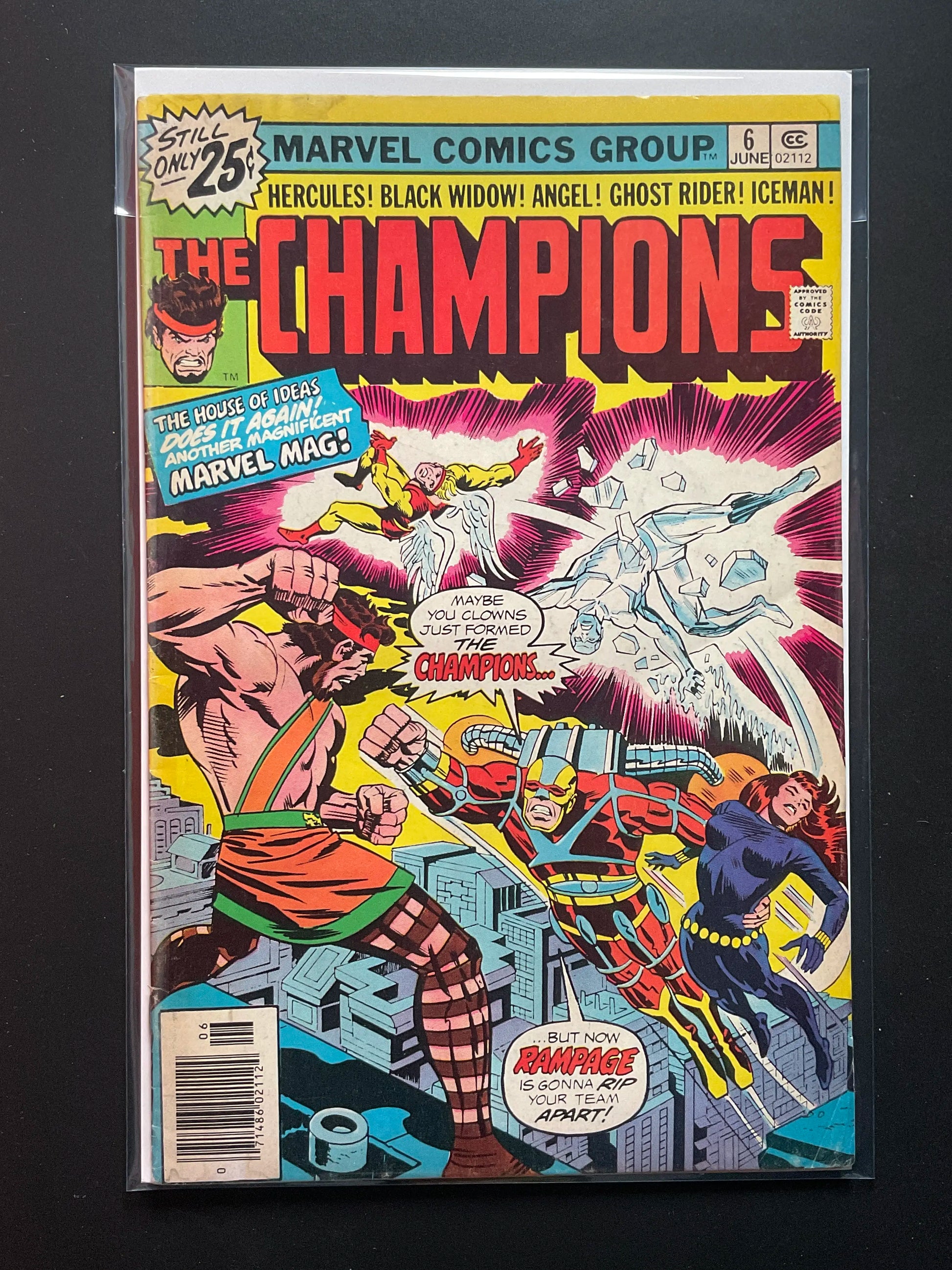 The Champions 6 Marvel Comics June 1976 Hercules Black Widow Angel