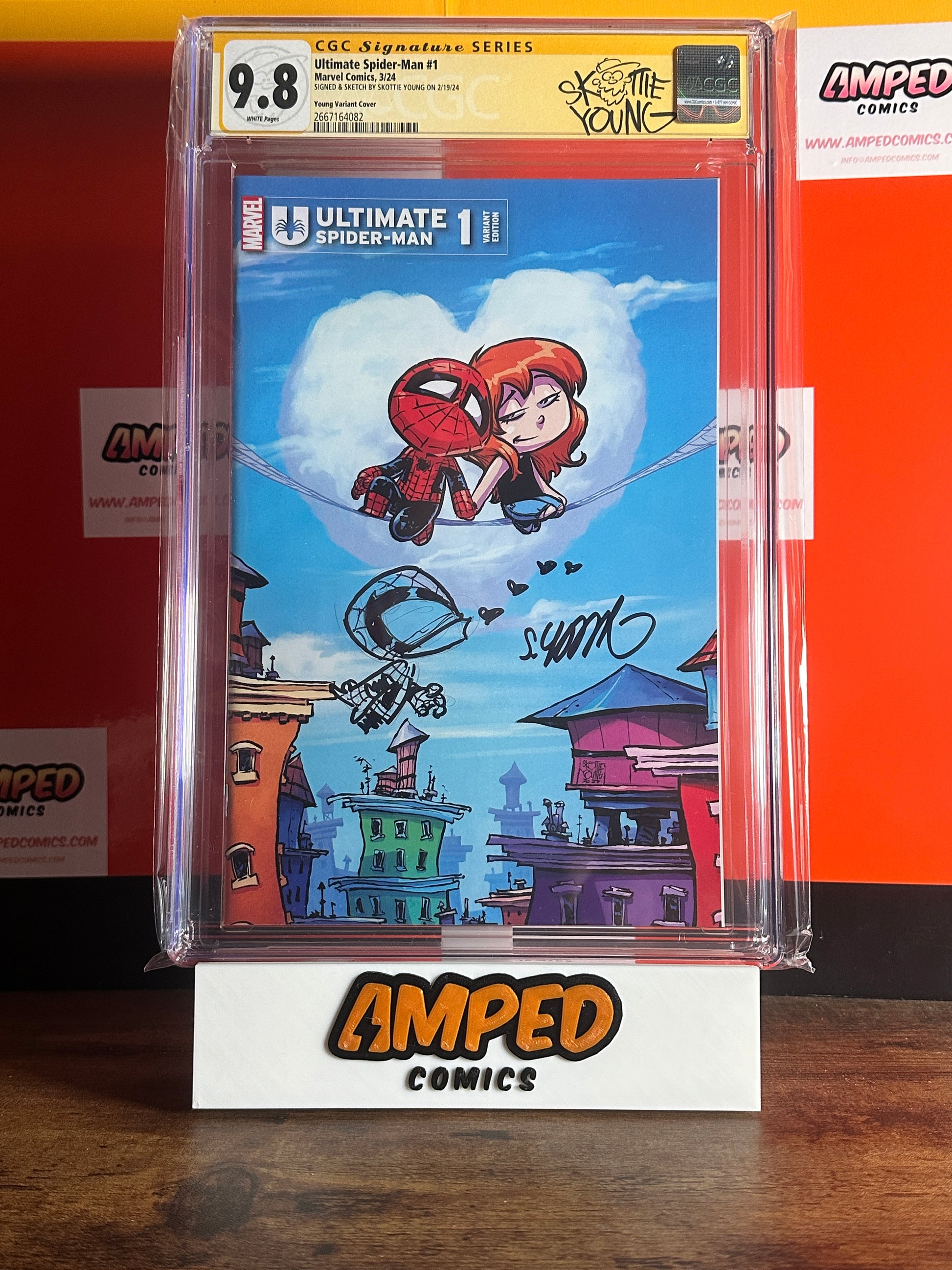 Ultimate Spider-Man #1 Skottie Young Variant CGC 9.8 SS Signed and Remarq 2024