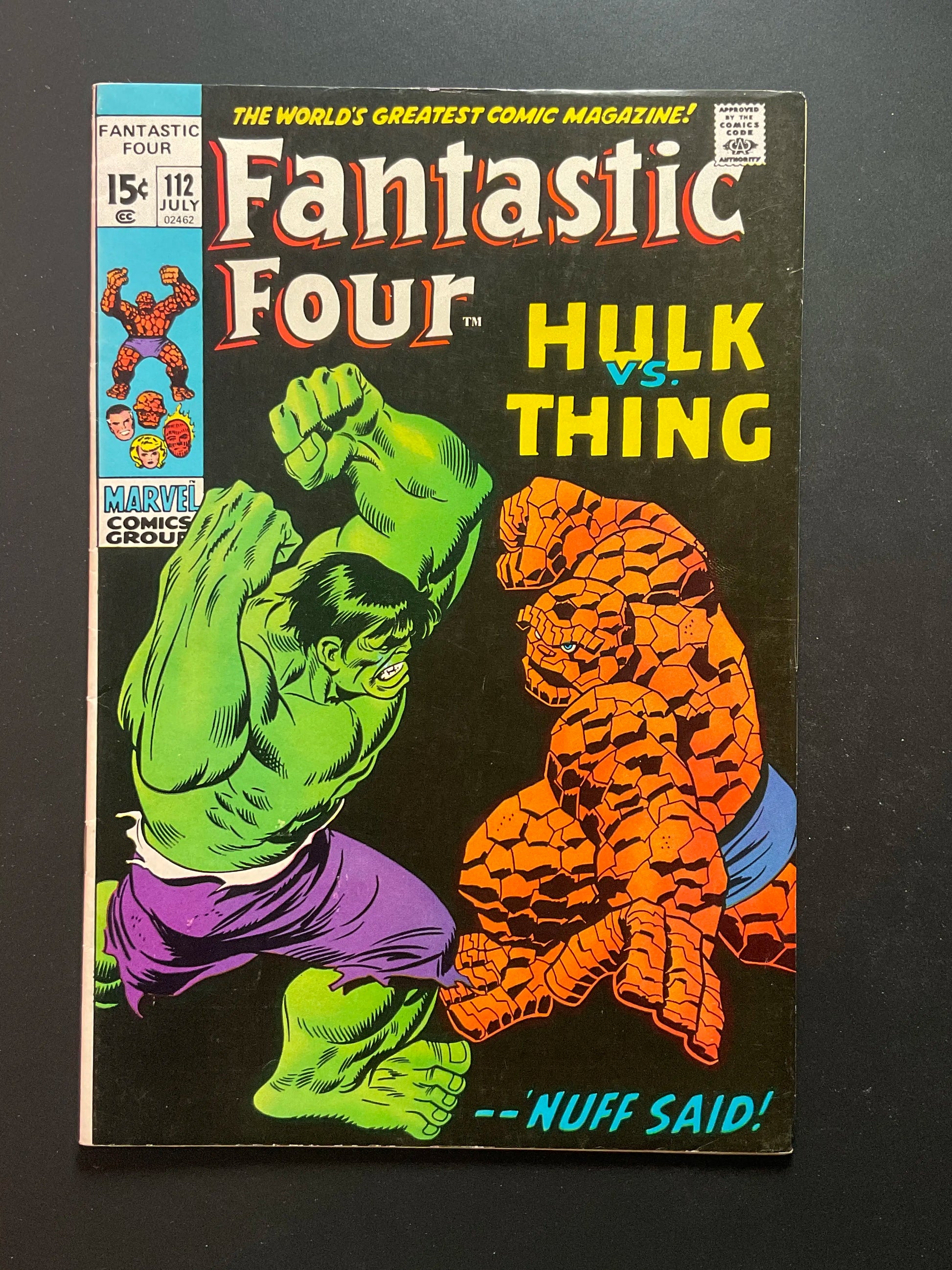 Fantastic Four 112 Hulk vs Thing Marvel Comics July 1971
