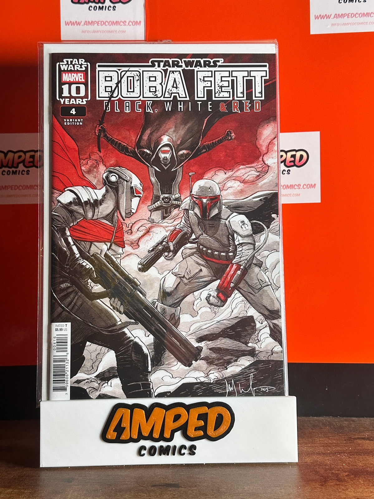 STAR WARS: BOBA FETT - BLACK, WHITE & RED #4 DAVE WACHTER VARIANT 1:25 MARVEL