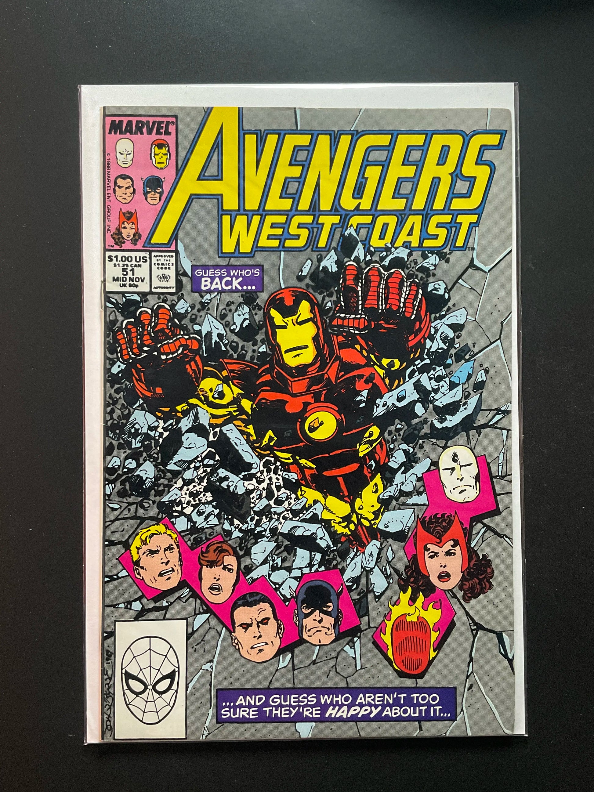 Avengers West Coast 51 Marvel Comics Nov 1989 Iron Man Returns