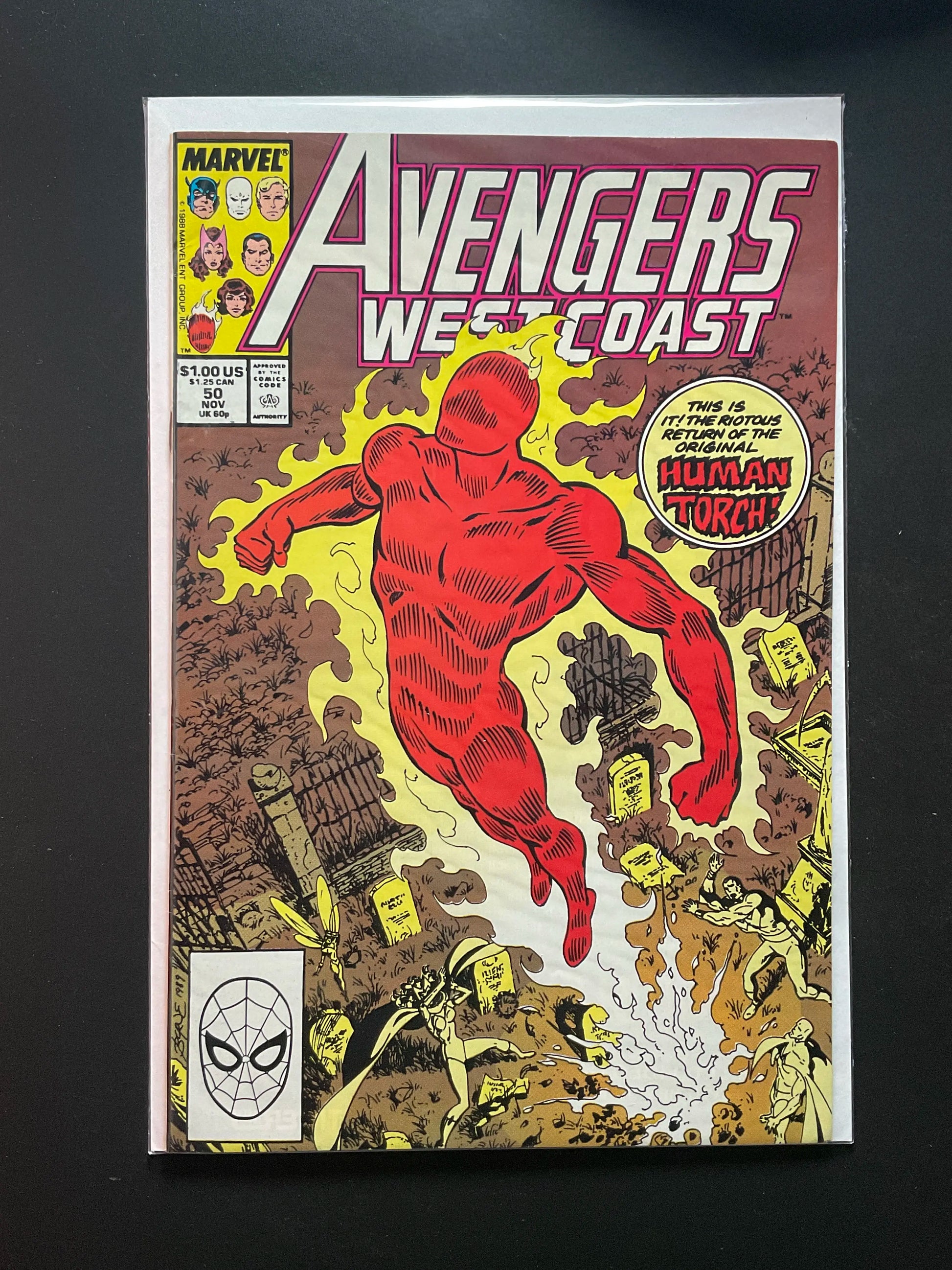 Avengers West Coast 50 Marvel Comics Nov 1989 Human Torch Returns