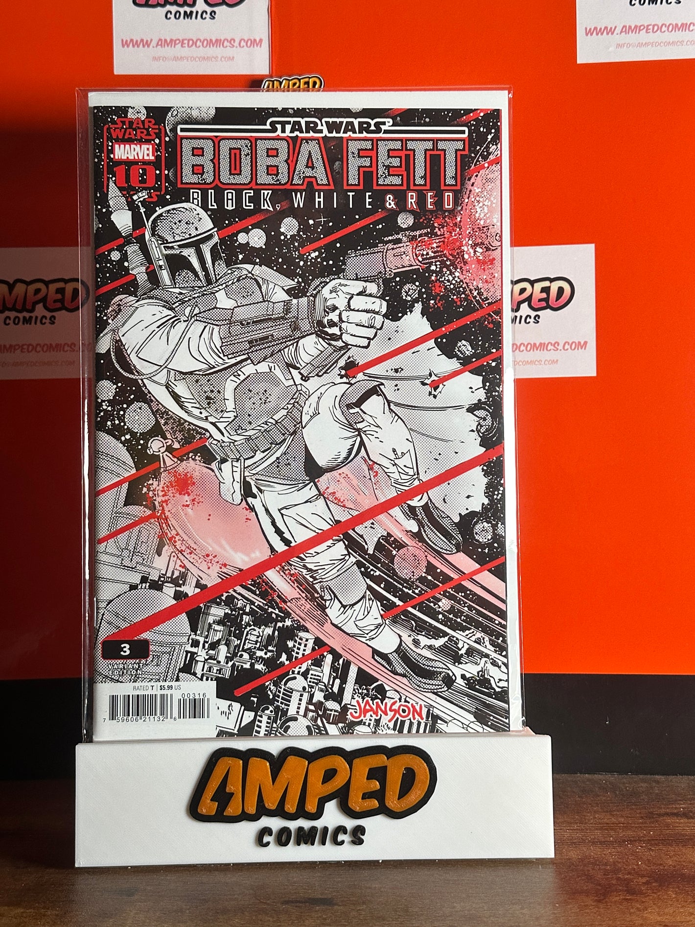 Star Wars Boba Fett Black White & Red #3 1:25 Klaus Janson Variant Marvel