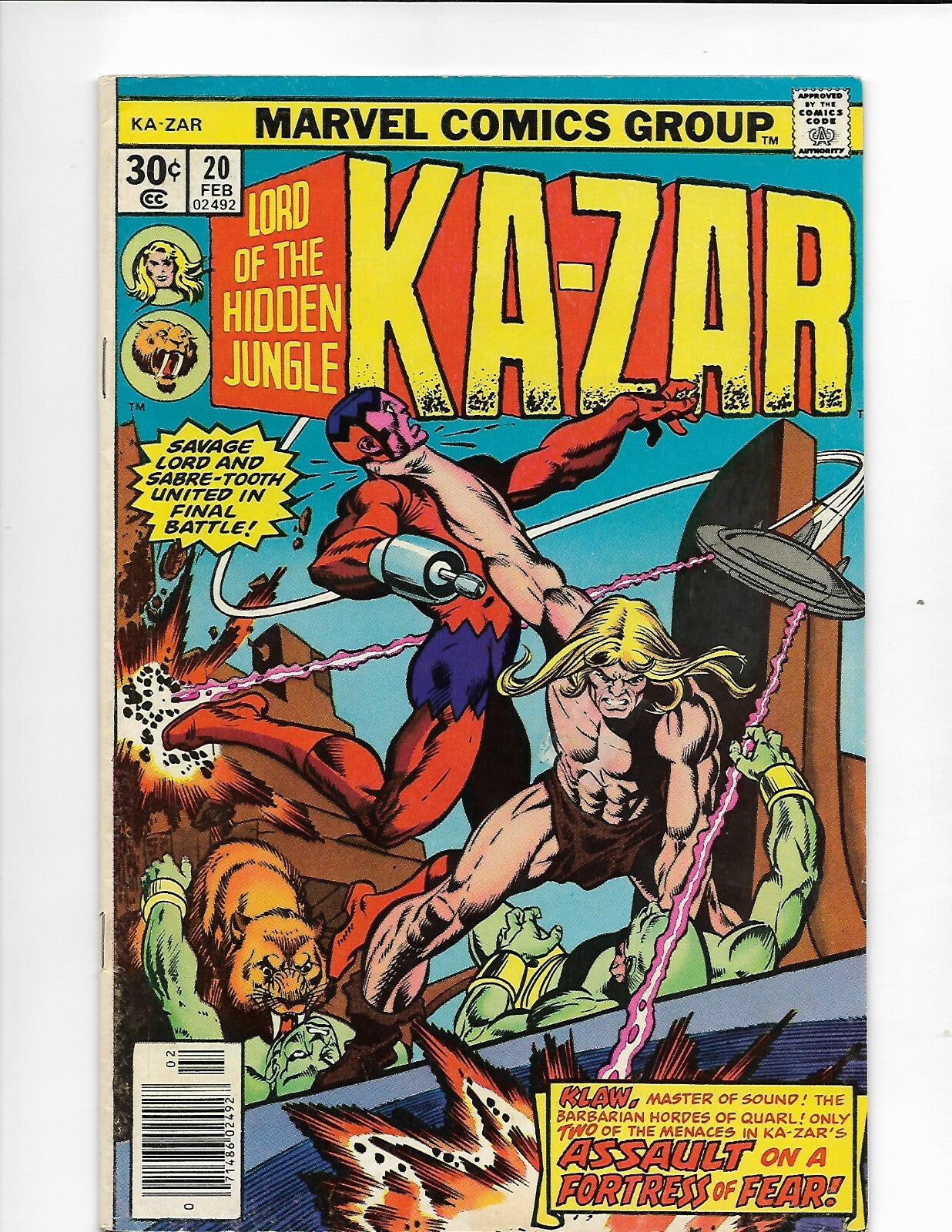 Ka-Zar (1974 2nd Series) #20; Appearance Klaw BRONZE AGE MARVEL COMICS