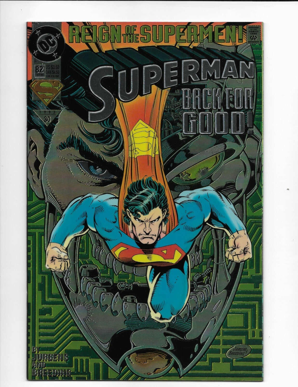 1993 Superman Issue #82 Chromium Cover DC Comics