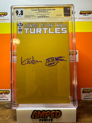 TEENAGE MUTANT NINJA TURTLES #100 YELLOW COVER SIGNED & SKETCHED EASTMAN CGC 9.8