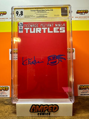 TEENAGE MUTANT NINJA TURTLES #100 RED COVER SIGNED & SKETCHED EASTMAN CGC 9.8