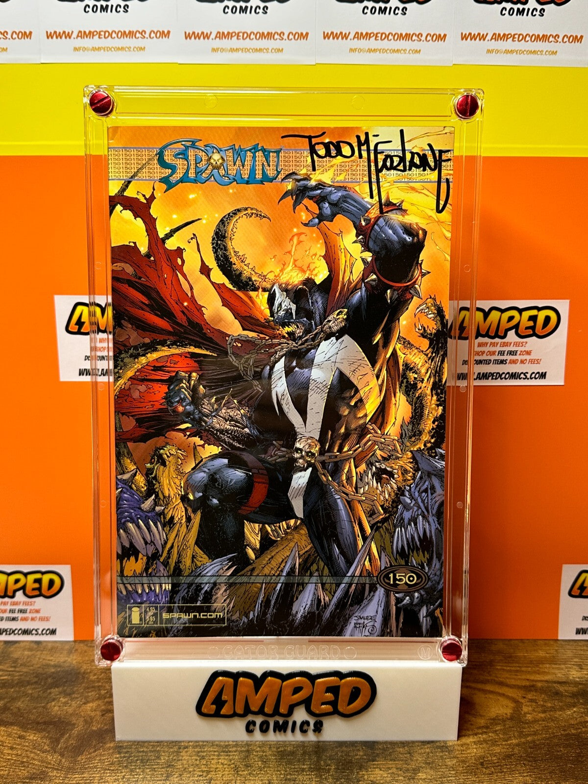 SPAWN 150 BOOTH ART AND MATCHING COMIC BOTH SIGNED BY TODD MCFARLANE W/COA