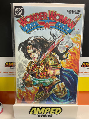 WONDER WOMAN #1 - BLANK FACSIMILE (2023) SKETCHED BY JAXSON DERR W/ COA