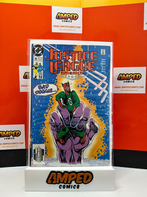 Justice League America #36 DC ⋅ 1990🔑1st app Mister Nebula & Scarlet Skier