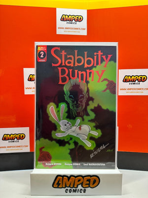 Stabbity Bunny #2 Scout (2018) RARE HOLOFOIL COVER SIGNED BY RIVERA W/COA