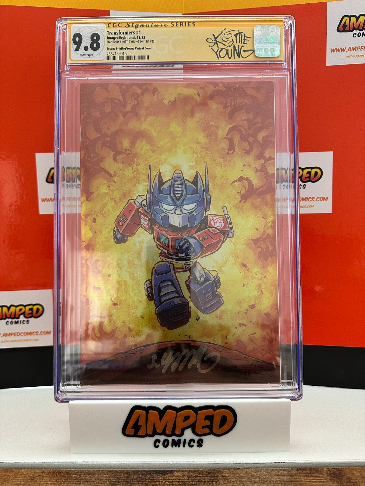 Transformers #1 CGC 9.8 2nd Print Foil Signed Skottie Young with Skottie label!