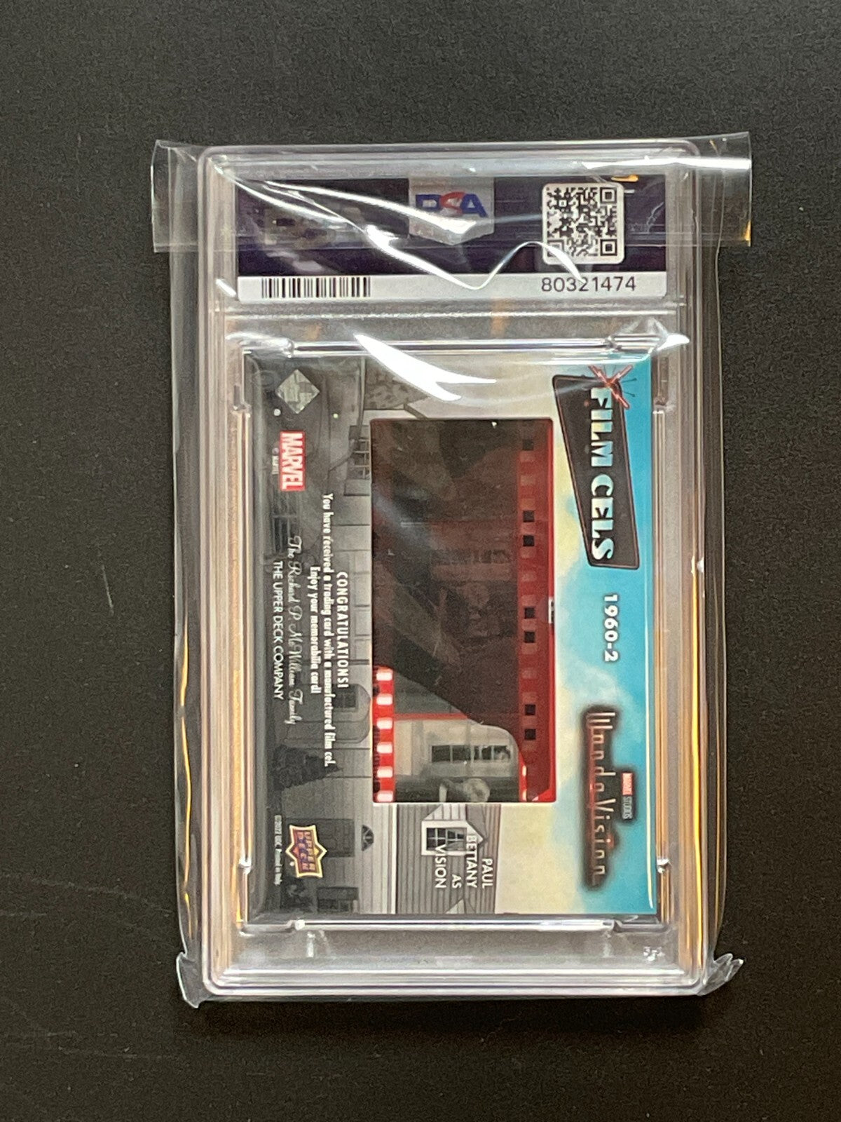 PSA 9 2022 Upper Deck WandaVision Paul BettanyFilm Cels Cell #19602 Marvel