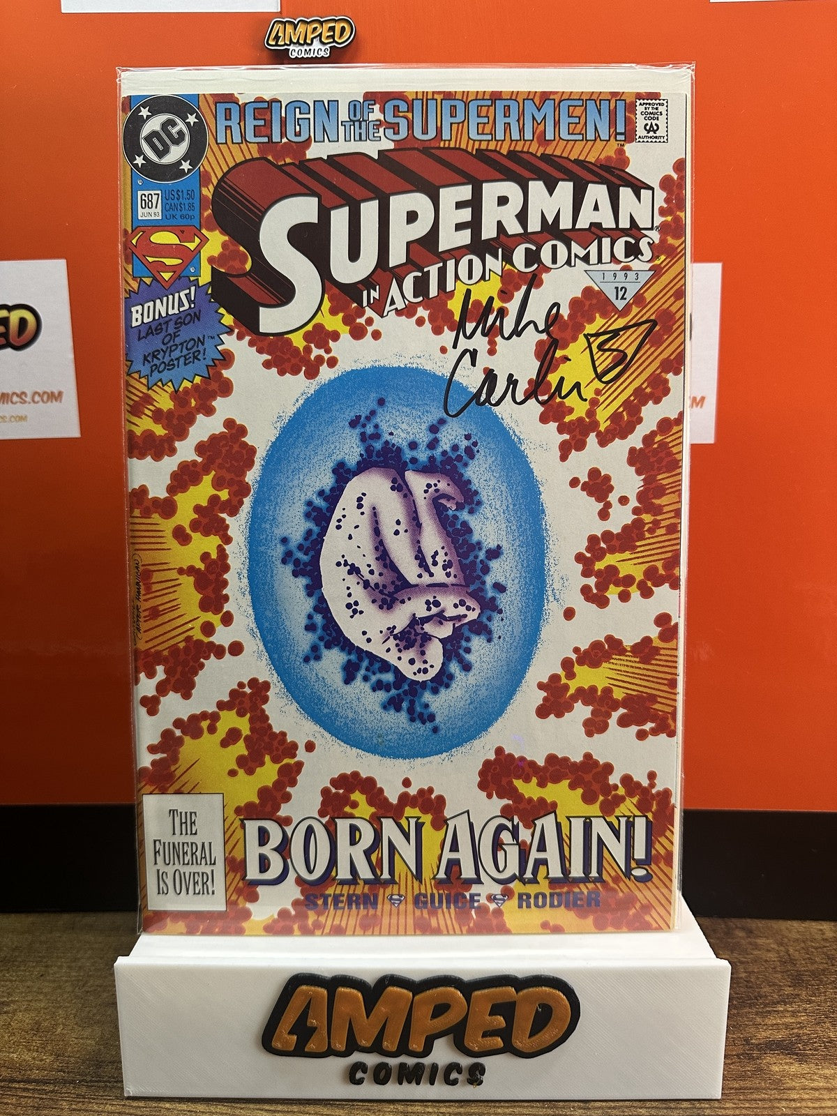 Superman in Action Comics #687 DC SIGNED MIKE CARLIN W/COA (1993)