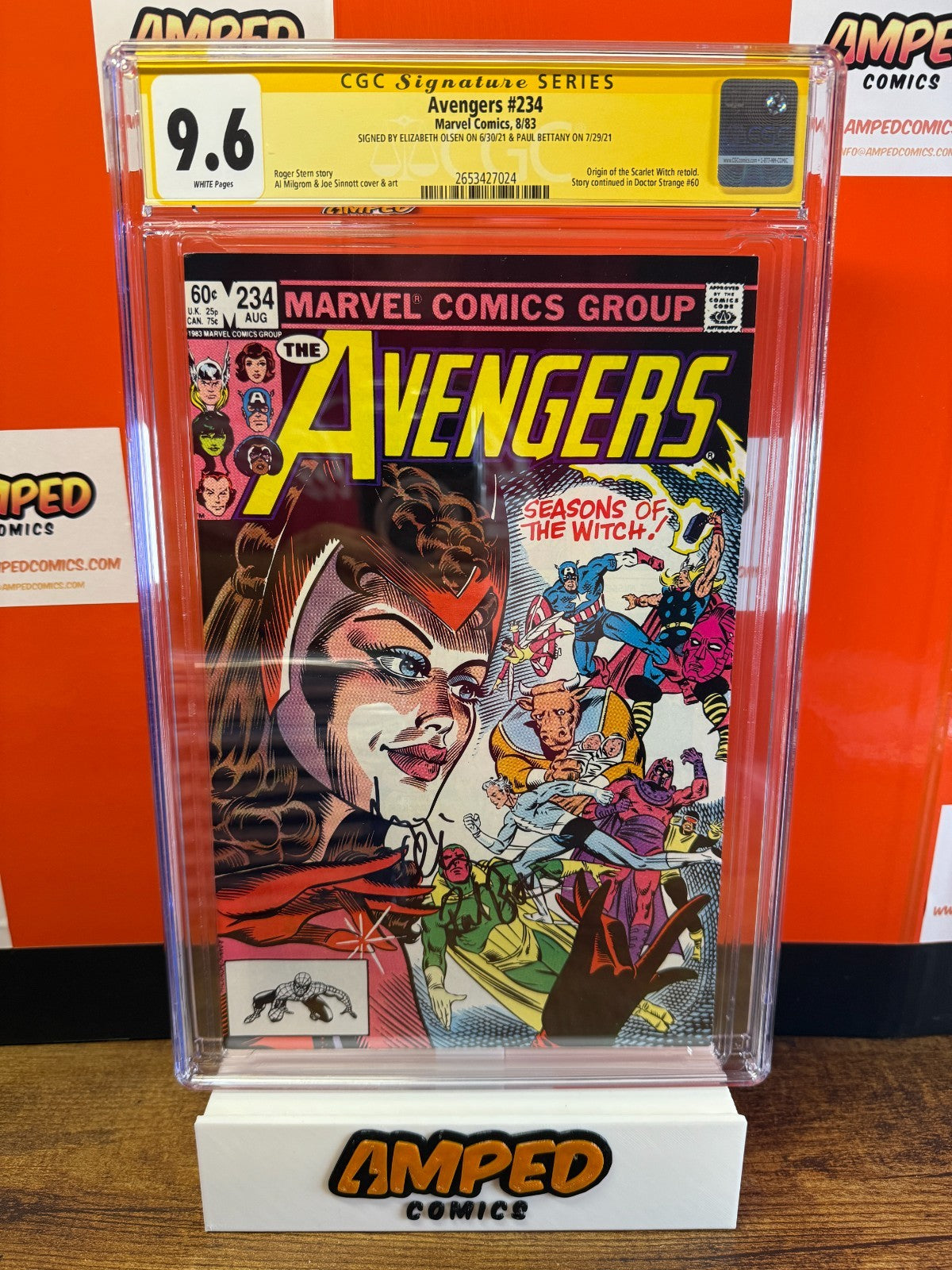 AVENGERS #234 SIGNED BY ELIZABETH OLSEN & PAUL BETTANY CGC 9.6